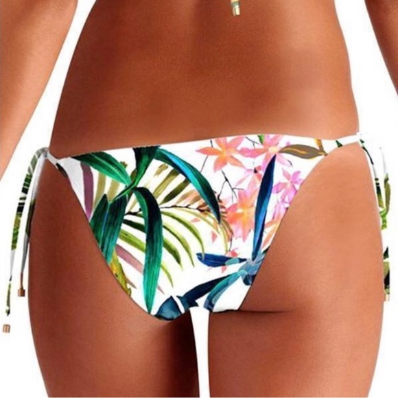 VITAMIN A Lush Life Tropical Print Tara tie side bikini bottom Medium - Picture 1 of 4